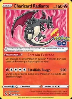 Charizard Radiante card in Spanish