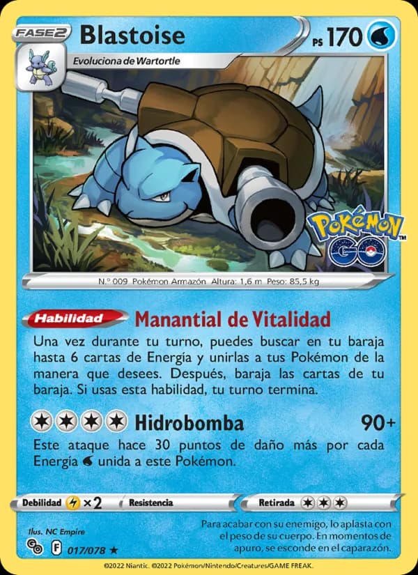 Blastoise card in Spanish