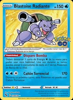 Blastoise Radiante card in Spanish