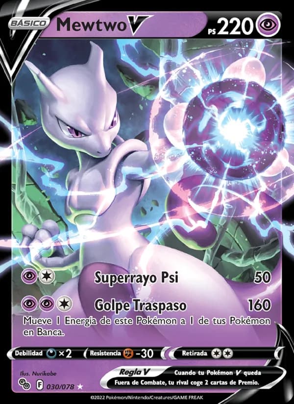 Mewtwo V card in Spanish