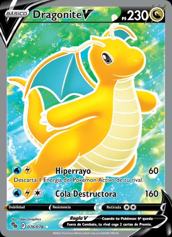 Dragonite V card in Spanish