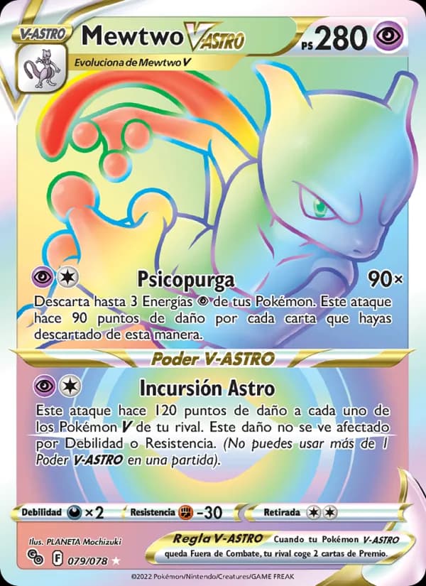 Mewtwo V-ASTRO card in Spanish