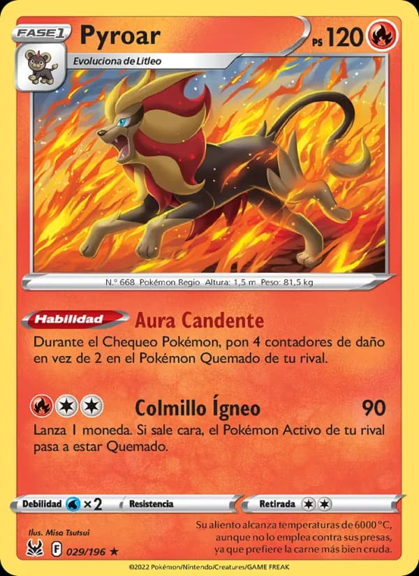 Pyroar card in Spanish