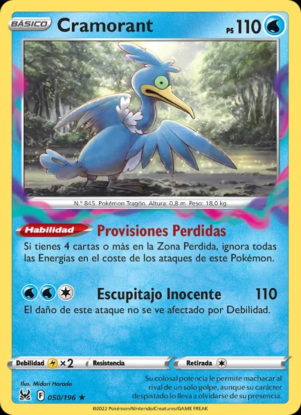 Cramorant card in Spanish