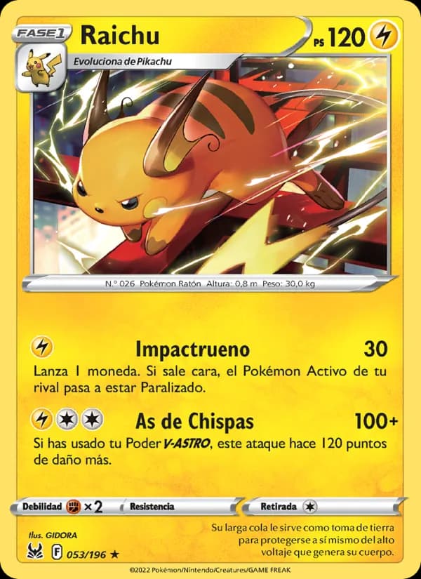 Raichu card in Spanish