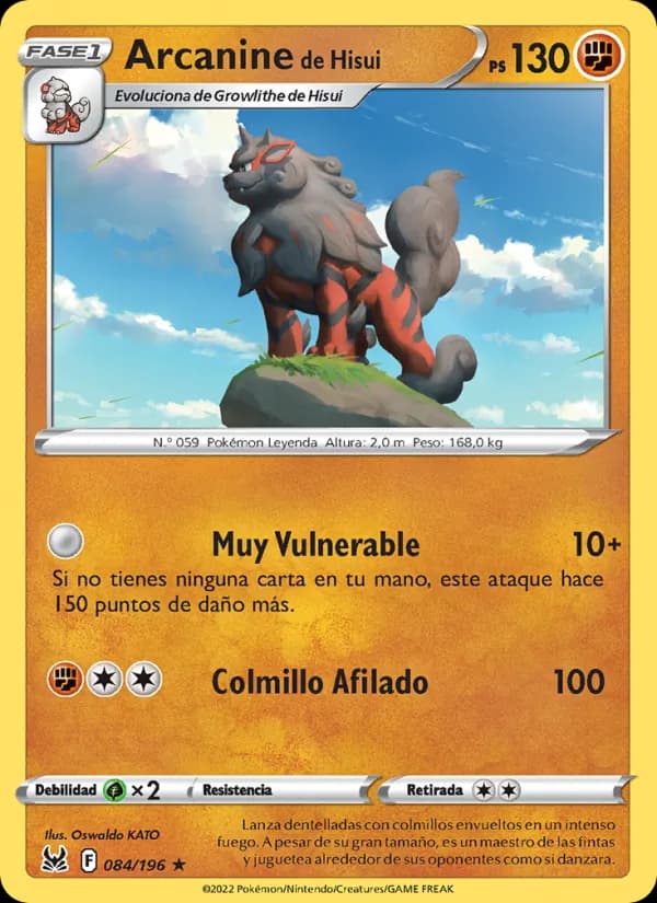 Arcanine de Hisui card in Spanish