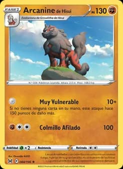 Arcanine de Hisui card in Spanish
