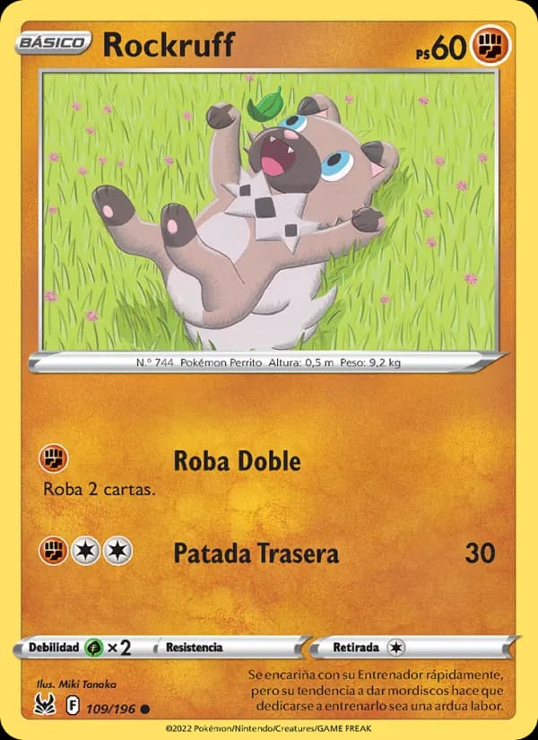 Rockruff card in Spanish