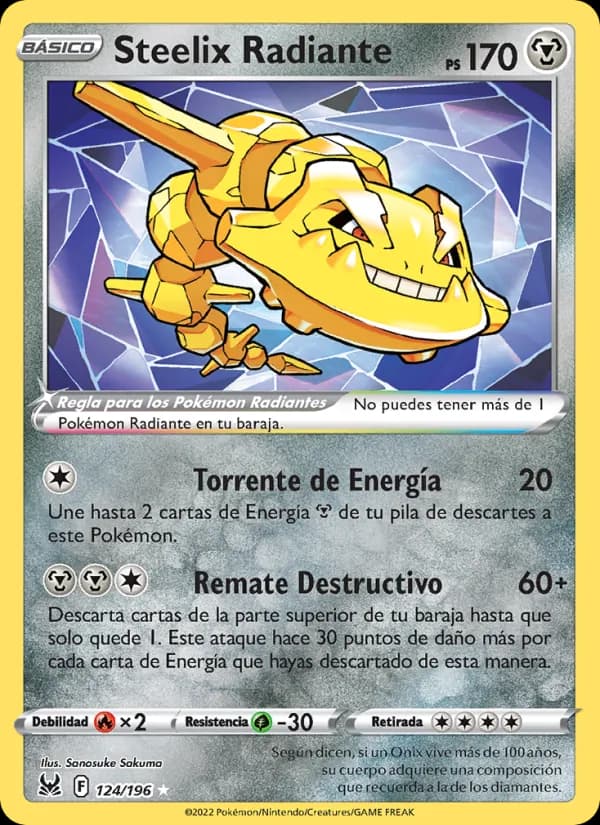 Steelix Radiante card in Spanish