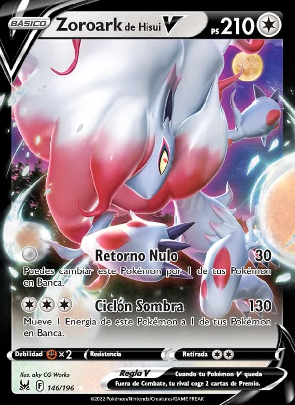 Zoroark de Hisui V card in Spanish