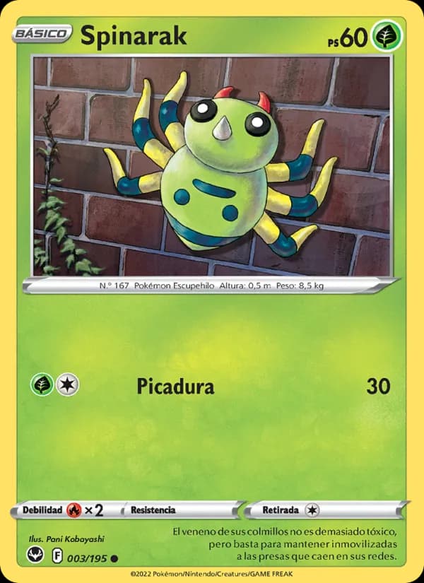Spinarak card in Spanish