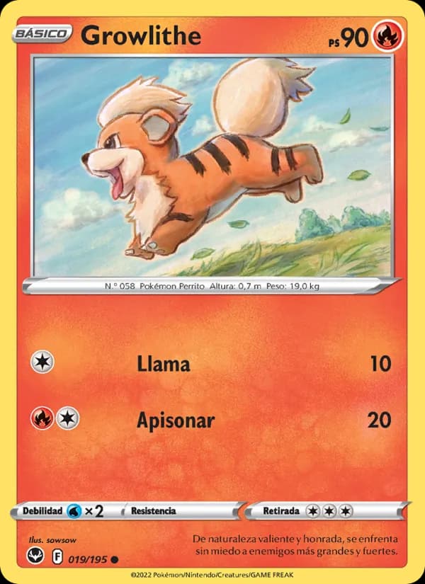 Growlithe card in Spanish