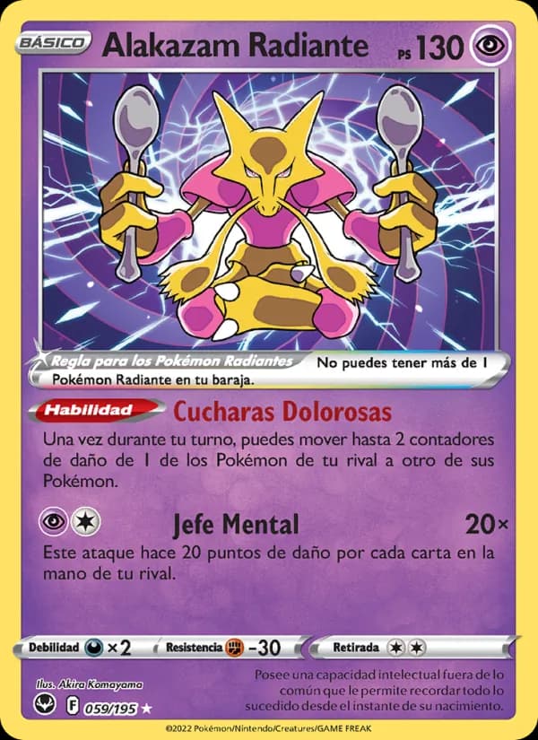Alakazam Radiante card in Spanish