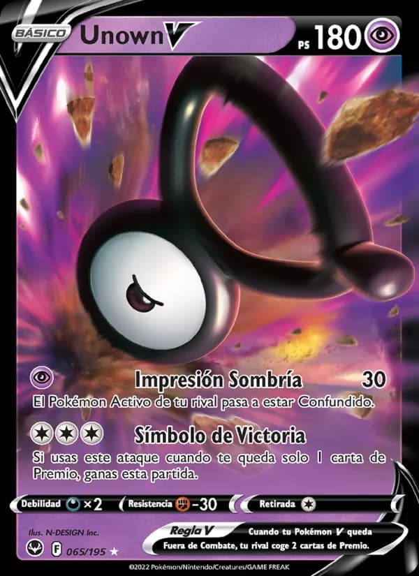 Unown V card in Spanish