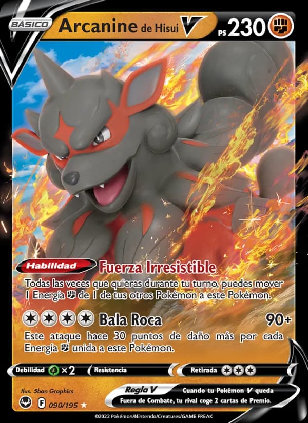 Arcanine de Hisui V card in Spanish