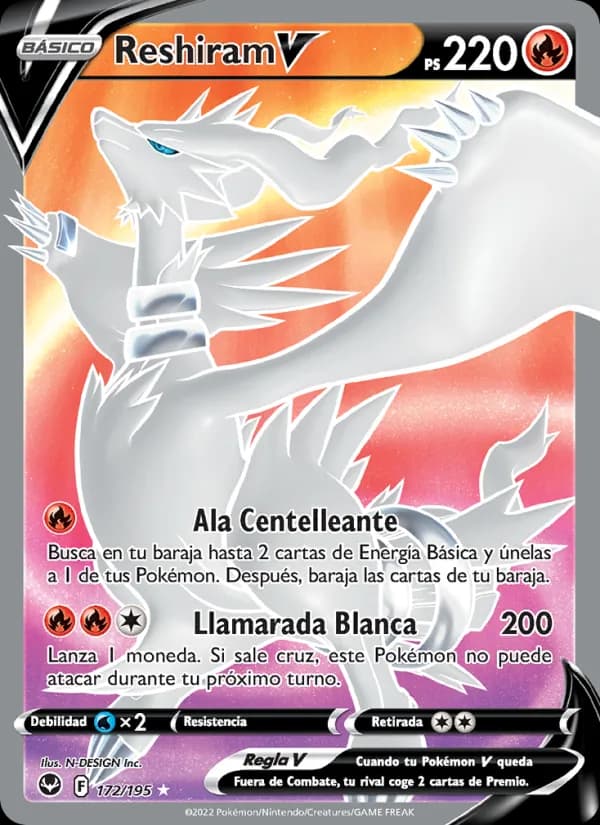 Reshiram V card in Spanish