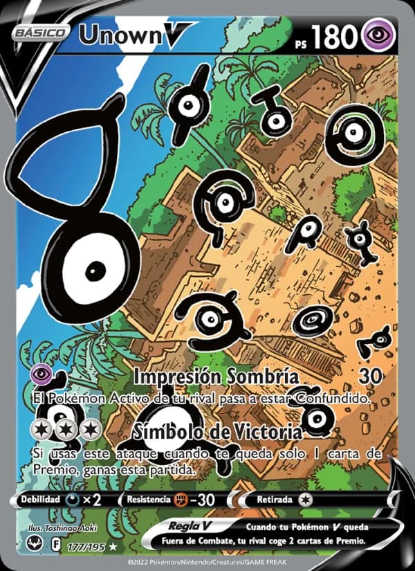 Unown V card in Spanish