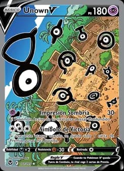 Unown V card in Spanish