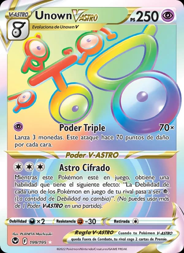 Unown V-ASTRO card in Spanish