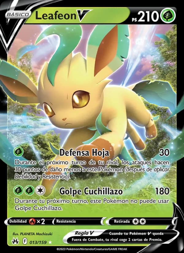 Leafeon V card in Spanish