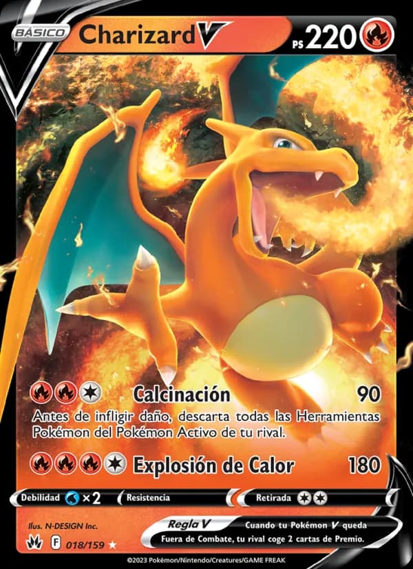 Charizard V card in Spanish