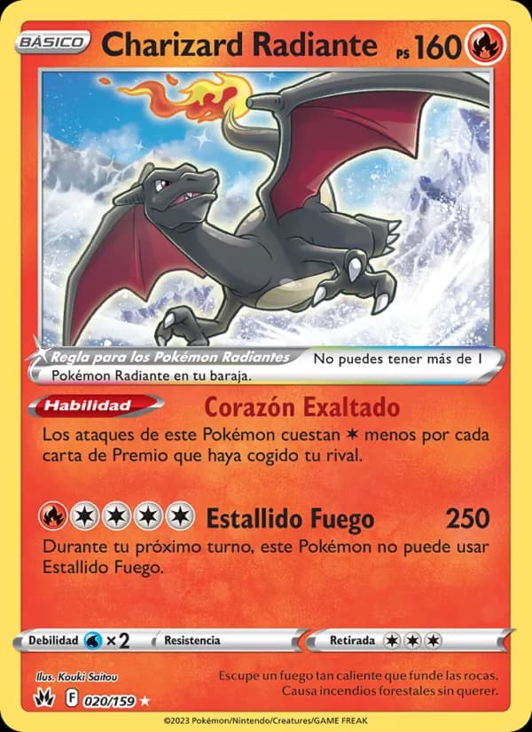 Charizard Radiante card in Spanish