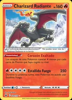 Charizard Radiante card in Spanish