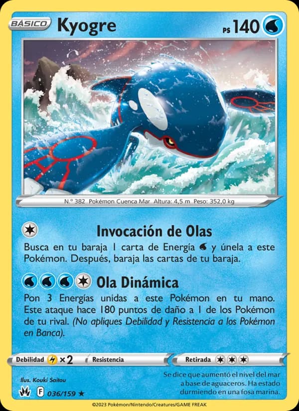 Kyogre card in Spanish