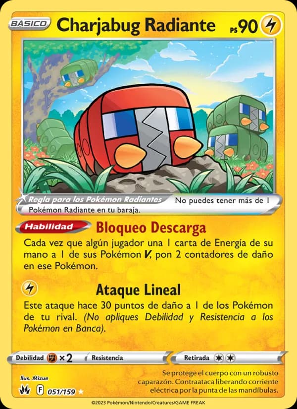 Charjabug Radiante card in Spanish