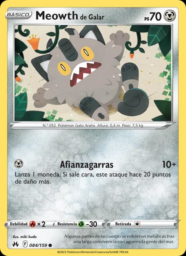 Meowth de Galar card in Spanish
