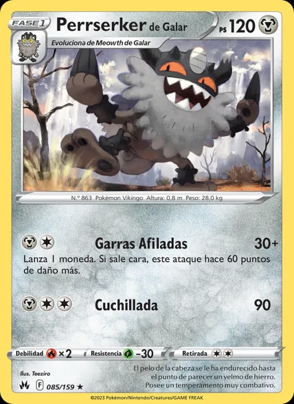 Perrserker de Galar card in Spanish
