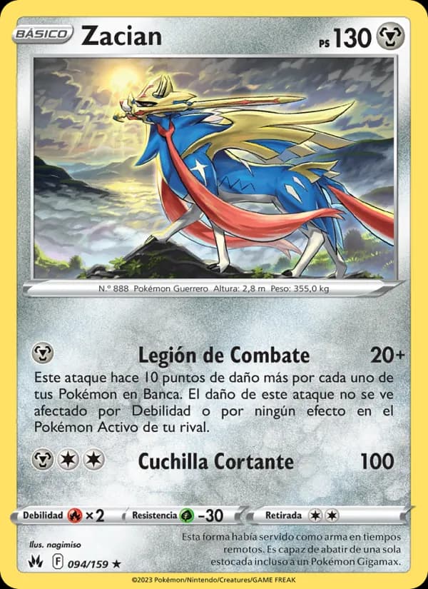 Zacian card in Spanish