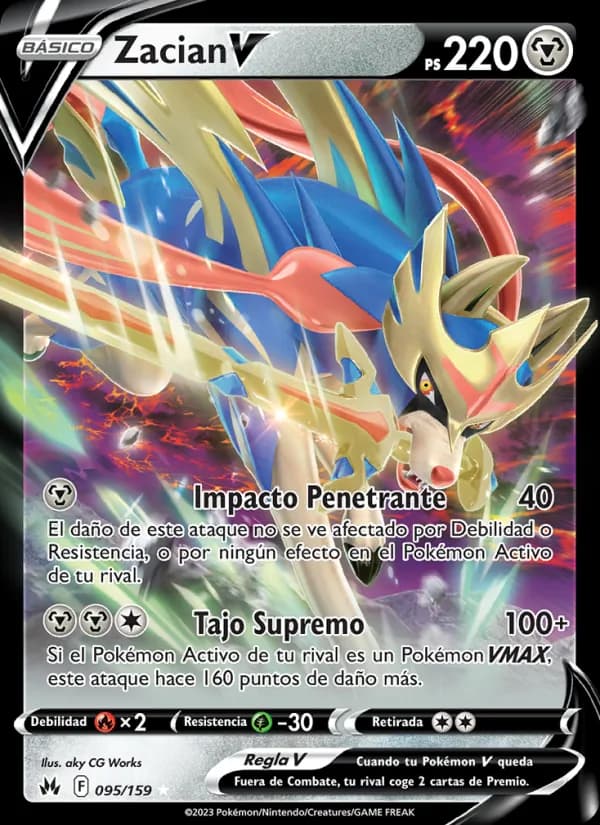 Zacian V card in Spanish