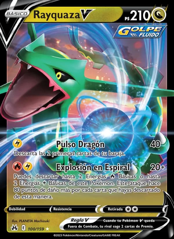 Rayquaza V card in Spanish
