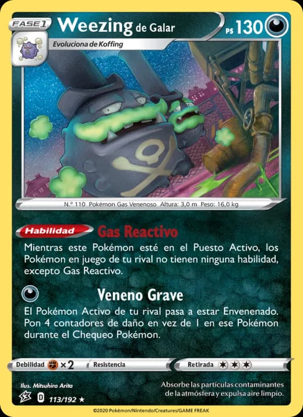 Weezing de Galar card in Spanish