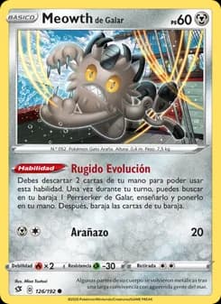 Meowth de Galar card in Spanish