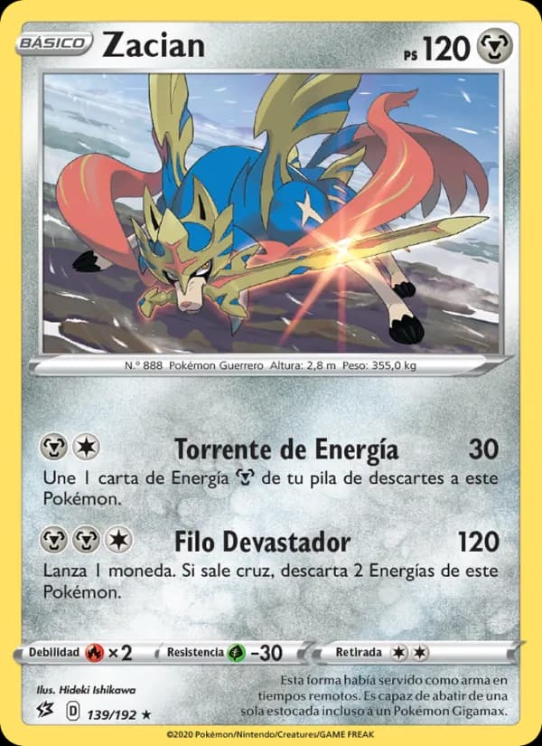Zacian card in Spanish