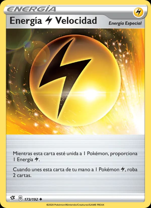 Energía Lightning Velocidad card in Spanish