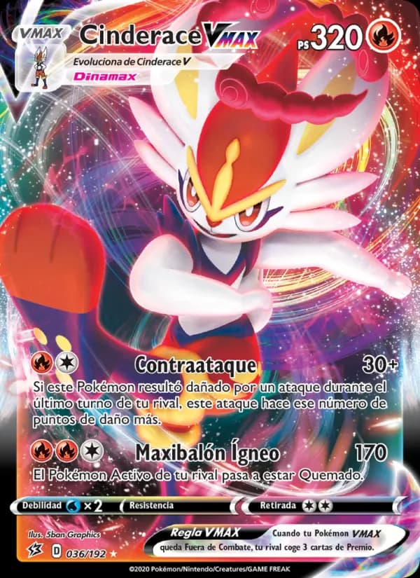Cinderace VMAX card in Spanish
