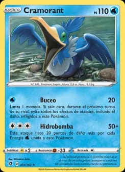 Cramorant card in Spanish