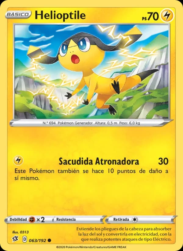 Helioptile card in Spanish