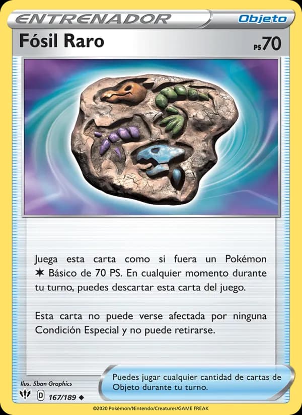 Fósil Raro card in Spanish