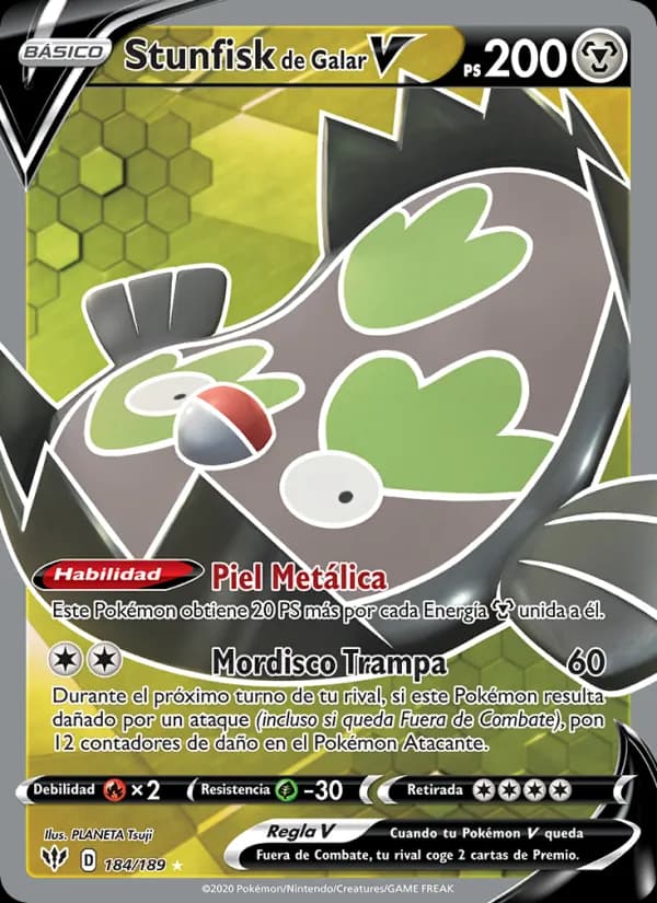 Stunfisk V de Galar card in Spanish