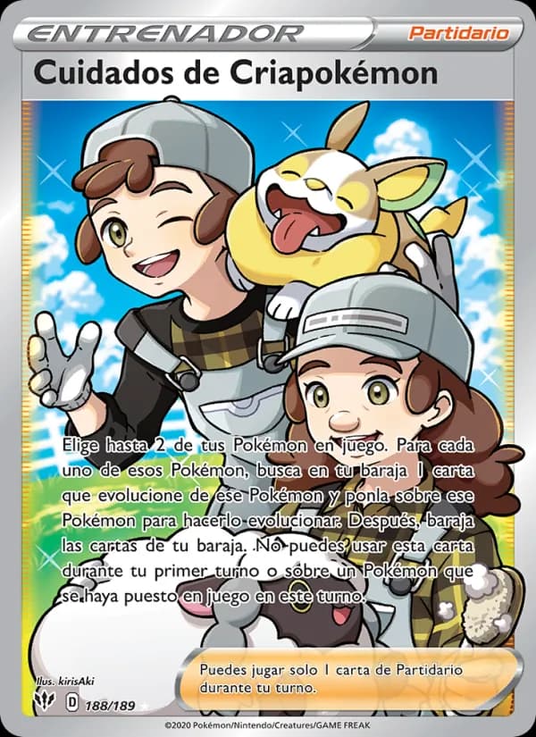 Cuidados de Criapokémon card in Spanish
