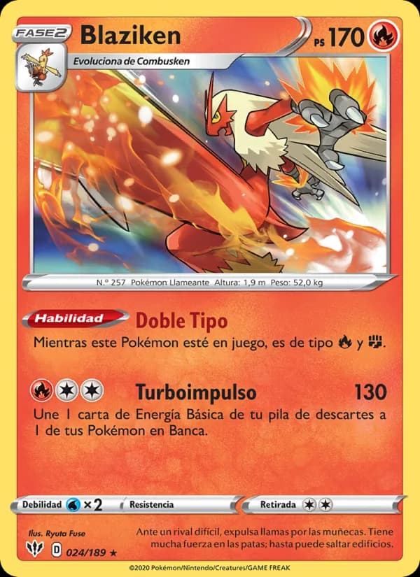 Blaziken card in Spanish