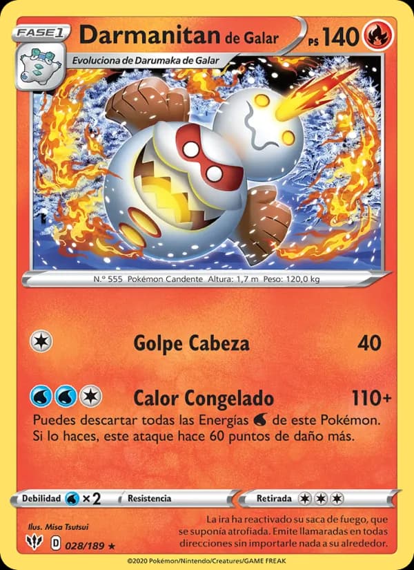 Darmanitan de Galar card in Spanish