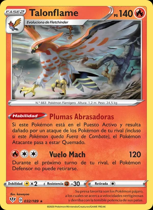Talonflame card in Spanish