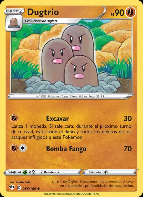 Dugtrio card in Spanish