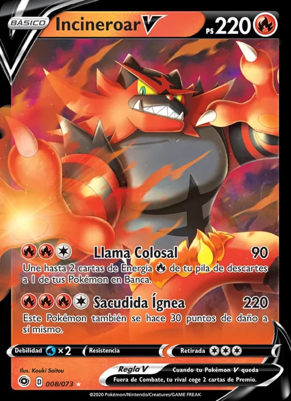 Incineroar V card in Spanish