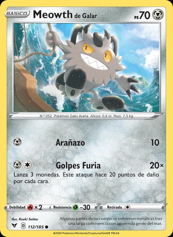 Meowth de Galar card in Spanish
